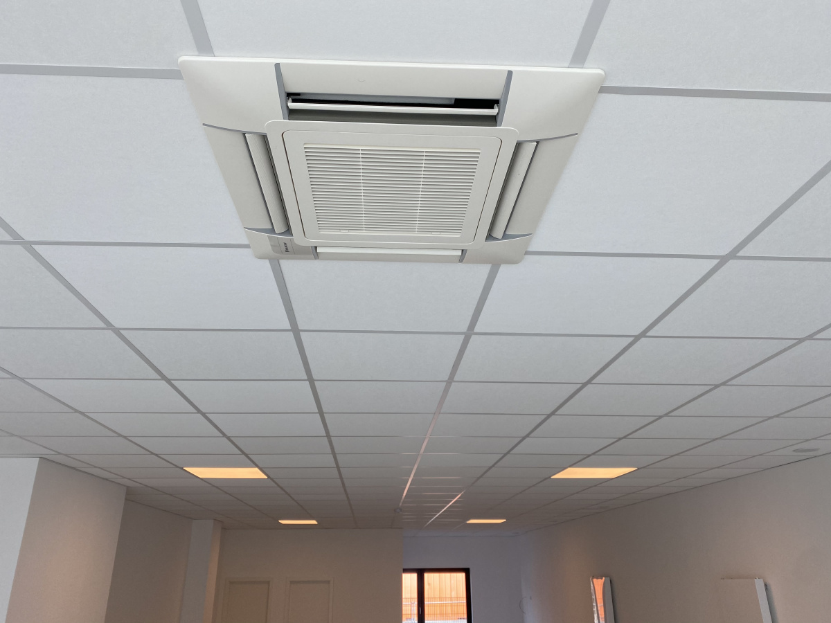 Offener Wohnbereich mit Akustikdecke – Projekt in Roost - Mersch